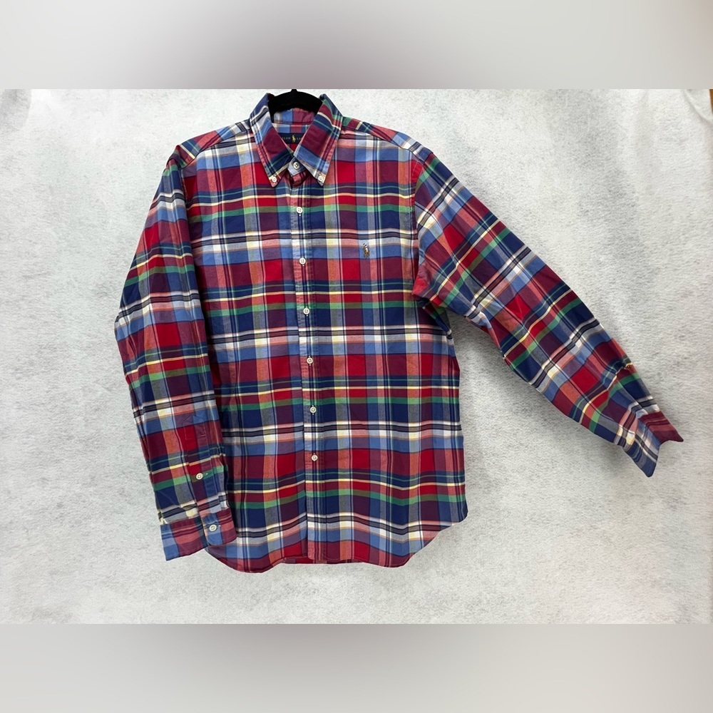 Ralph Lauren 100% Cotton Multi Color‎ Check Shirt Size Large Button Down A30